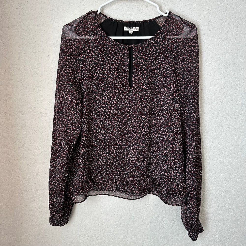 Rebecca Minkoff Black Floral Cottagecore Blouse - Size Small - EUC